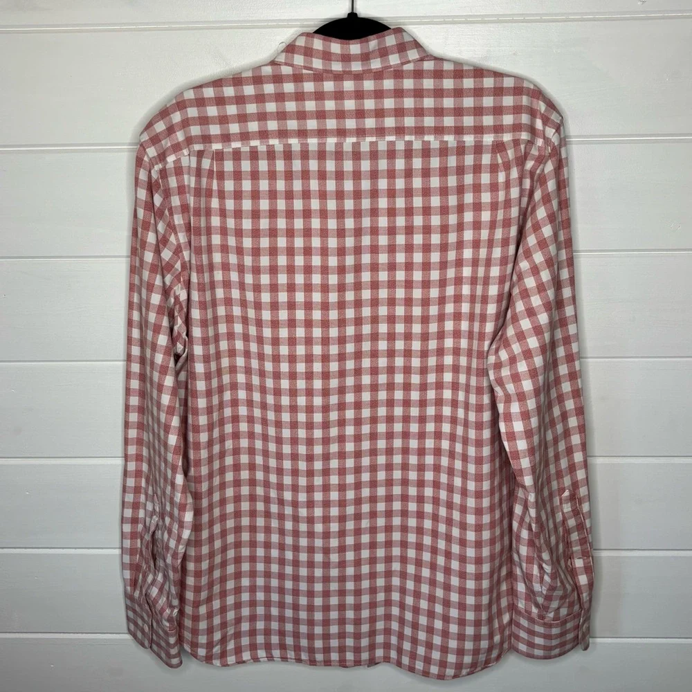 J. Crew Red & White Gingham Check Button Down Shirt Men’s L Long Sleeve Cotton